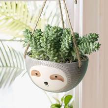 Hanging Plant Pot Delicate Decorative Ceramics Cute Sloth Shape Flower Succulents Vase for indoor outdoor Home Decoration 2024 - buy cheap