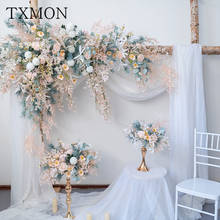 Small Fresh Blue Pink Wedding Arches New Wedding Decoration Simulation Flower Row Arrangement Stage Welcome Area Soft Decoration 2024 - buy cheap