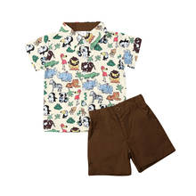 1-5T Toddler Kid Baby Boys Clothes Summer Cartoon Animal Tops Short Sleeve shirt shorts Pants Formal suit gentleman Outfits Set 2024 - buy cheap