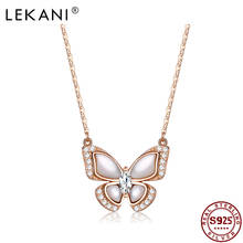 LEKANI Elegant Butterfly Pendant 925 Sterling Silver With 5A Cubic Zircon And Ceramic Necklace Female Fine Jewelry Birthday Gift 2024 - buy cheap