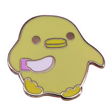 Little yellow duck with knife pin kawaii cartoon meme brooch animal jewelry 2024 - buy cheap