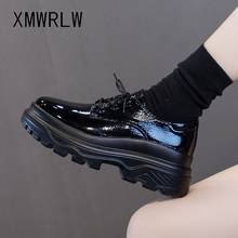 XMWRLW Patent Leather Women Platform Shoes 2020 Autumn Winter Fashion Lace up Chunky Shoes For Women Warm Plush Winter Shoe 2024 - buy cheap