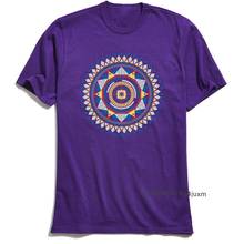 T Shirt for Adult Mandala Printed On Men TShirt Higher State 100% Cotton Tops Birthday Purple Geometric T-shirt Short Sleeve Tee 2024 - buy cheap