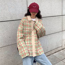 Female Casual Korean Harajuku Loose Vintage Checkered Sweater Women's Sweaters Japanese Kawaii Ulzzang Clothing For Women 2024 - buy cheap