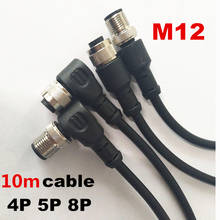 M12 Sensor Connector 10m Cable Waterproof plug Male&Female 4P 5P 8Pin +10m PVC line A Type angle & straight 2024 - buy cheap