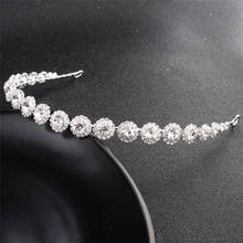 OKILY Elegant Round Rhinestone Wedding Headbands Bride Hair Band Bridal Banquet Girls Crown Hair Accessories for Women Jewelry 2024 - buy cheap