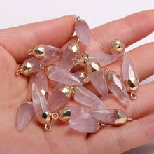 1PC Natural Stone Rose Pink Quartz Pendant Faceted Crystal Charms for Jewelry Making DIY Necklace Earrings Accessories Wholesale 2024 - buy cheap