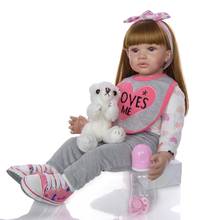 Boneca reborn bebê 24 polegadas, brinquedo realista, menina, alive, silicone, boneca para presente de criança 2024 - compre barato