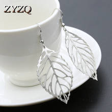 ZYZQ-pendientes de gota de planta de Fairyland para mujer, diseño de escamas de hoja hueca, accesorios románticos con fecha, pendientes 2024 - compra barato