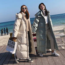 Casaco de inverno feminino 2021 algodão, jaqueta parka quente com capuz tamanho grande x-long 2024 - compre barato
