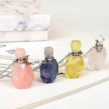 1pc Charm quartz crystal Natural green Fluorite healing stone necklace pendants reiki Essential Oil Diffuser bottle pendant gift 2024 - buy cheap