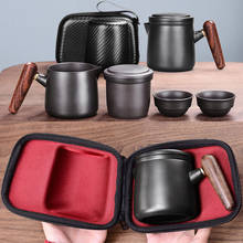 Yixing Purple sand tea set black/red Ceramic Japanese Tea Cup Set Portable Travel Teaware Kung Fu Teaset Cup 1 Pot 2 Cups Gaiwan 2024 - buy cheap