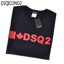 Dsq брендовая летняя Стильная мужская черная футболка из 100% хлопка, Повседневная футболка с круглым вырезом, футболки с короткими рукавами, белая футболка с буквенным принтом для мужчин dt2002 2024 - купить недорого
