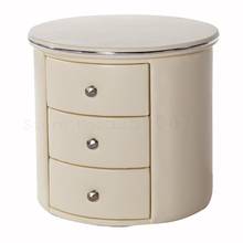  Simple round leather bedside table microfiber leather bedside table pearl white red bedside table 2024 - buy cheap