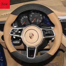 Hand-Stitched Leather Car Steering Wheel Cover for Porsche Cayenne Macan Panamera 718 Car Accessories 2024 - buy cheap