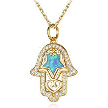 FYJS Unique Jewelry Light Yellow Gold Color Hand Inlay Lucky Star Opalite Opal Pendant Link Chain Necklace 2024 - buy cheap