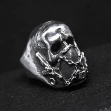New Vintage Stainless Steel Skull Silver Color Ring Mens Skull Mask Biker Rock Roll Gothic Punk Jewelry Ring For Man Gift OSR620 2024 - buy cheap