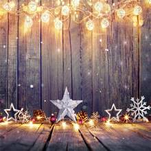 Laeacco Christmas Backdrops For Photography Brilliant Star Bulb Light Wooden Board Baby Child Photo Backgrounds For Photo Studio 2024 - buy cheap