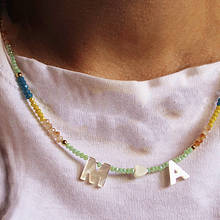 Fashion customized 2 letter pendant necklace handmade crystal beads colar feminino парные подвески 2021 Trendy Jewelry Wholesale 2024 - buy cheap
