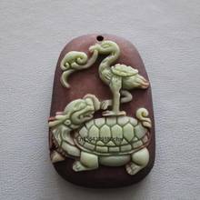 Chinese Natural Purple Robed Jade Dragon Turtle Red-crowned Crane Pendant Necklace Hand-Carved Jewelry Woman Lucky Gifts Amulet 2024 - buy cheap