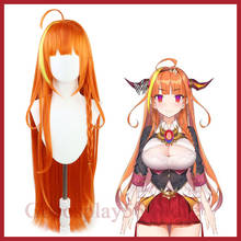 Peruca vtuber para cosplay de kiryuu coco, peruca longa trançada de 90cm laranja misturada, cabelo sintético para meninas 2024 - compre barato