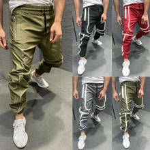 Pantalones largos deportivos fluorescentes para hombre, chándal para correr, gimnasio, otoño 2024 - compra barato