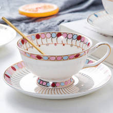 Wourmth-Juego de taza y platillo de té de la tarde de porcelana de hueso, taza de café de Phnom Penh de cerámica, cuchara inoxidable, 220ml, vajilla para el hogar 2024 - compra barato