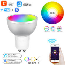 Gu10 spotlight wifi conduziu a lâmpada esperta do diodo emissor de luz do bulbo 5w rgb + w + c 2700-6500k do bulbo esperto do controle remoto do app rgb para a casa do google de alexa 2024 - compre barato