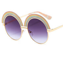 Солнцезащитные очки с прозрачными линзами для мужчин и женщин, большие модные круглые радужные, в стиле стимпанк 2024 - купить недорого