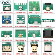 YuXi-adaptador Micro MINI USB 2,0 3,0 a DIP, conector hembra de 5 pines, convertidor de PCB tipo B, placa de pruebas, placa de interruptor, asiento madre SMT 2024 - compra barato
