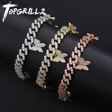 TOPGRILLZ 8MM Butterfly Bracelet Miami Cuban Bracelet Iced cubic Zirconia Bracelet Hip Hop Chain Choker Jewelry Gift For Women 2024 - buy cheap