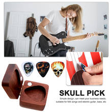 Picaretas de guitarra de madeira caixa titular ukulele plectrum caso instrumento parte ferramentas acessórios guitarra com caixa armazenamento 2024 - compre barato