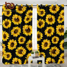 BeddingOutlet-cortinas de girasoles para sala de estar, cortinas opacas florales de lujo para dormitorio, color amarillo y negro, 1 unidad, rideaux 2024 - compra barato