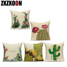 Decorative Throw Pillows Case Tropical Plant Cactus Leaf Flowers Polyester Square Cushion Cover  Home Decoration Pillowcase 2024 - buy cheap