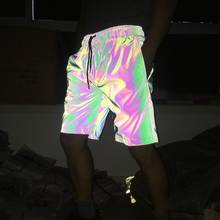 Pantalones cortos reflectantes brillantes para hombre, shorts de cintura elástica, de baile callejero, informales, hip hop, punk, de noche de verano 2024 - compra barato