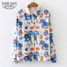 Женская блузка-поло с длинным рукавом и принтом на осень, 7615 50, 2019 2024 - купить недорого