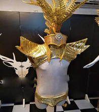 Sexy Indian golden muscle man costume Model Catwalk men stage show clothing hat headwear nightclub party gogo 2024 - buy cheap