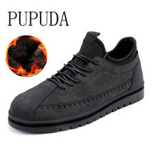 PUPUDA-zapatos informales para hombre, zapatillas planas clásicas de moda, mocasines cómodos de tallas grandes 39-46, para mantener el calor, novedad, Invierno 2024 - compra barato