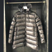 Jaquetas parka branca de inverno para mulheres, casacos longos com capuz 2024 - compre barato