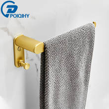POIQIHY-Barra de toalla de oro cepillado, toallero de aluminio montado en la pared, soporte para toallas de baño, barra de toalla corta 2024 - compra barato