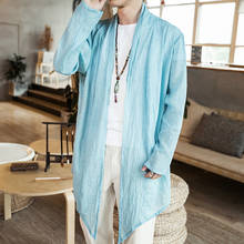 Gabardina delgada de algodón para hombre, chaqueta estilo chino, cortavientos de estilo japonés, Retro, talla grande, rosa y azul 2024 - compra barato