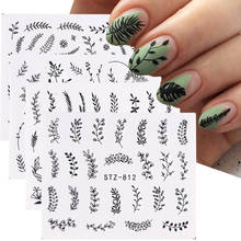 4pcs Nail Art Stickers Black Leaf Flowers Summer Nail Water Decals Sliders Set Wraps Tattoo Designs Decors Manicure TRSTZ808-843 2024 - buy cheap