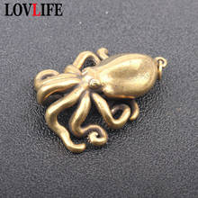 Pure Copper Solid Octopus Pendant Decorations Vintage Brass Fish Animal Cuttlefish Key Chain Ring Hanging Jewelry Small Ornament 2024 - buy cheap