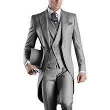 ANNIEBRITNEY-traje Formal de 3 piezas para hombre, esmoquin gris personalizado, traje Formal de gama alta para novio y boda, traje Formal para cena de Graduación 2024 - compra barato