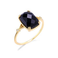 Original design inlaid black agate literary facet opening adjustable ring light luxury domineering charm ladies silver jewelry 2024 - buy cheap