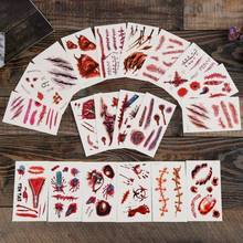 10pc New Horror Joke Halloween Props Decor Zombie Scars Tattoos Fake Scab Bloody Makeup Wound Scary Blood Injury Sticker Toys 2024 - buy cheap
