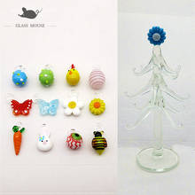 New Handmade murano glass Christmas tree shape ornaments Easter home desktop decor transparent tree with 12 pendant accessories 2024 - buy cheap