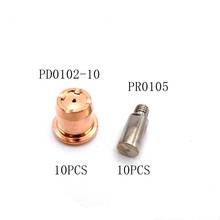 Trafimet S45 Plasma Torch Consumables Tips PD0102-10 1.0mm 40A 10PCS & Electrode PR0105 10PCS 2024 - buy cheap