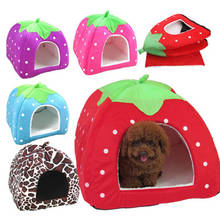 Soft Strawberry Pet Dog Cat House Comfortable Kennel Puppy Bed Foldable Plush Cushion Basket Cute Animal Cave Pet Products S-XXL 2024 - buy cheap