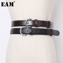 [EAM]  Pu Leather Black Buckle Split Long Wide Belt Personality Women New Fashion Tide All-match Spring Autumn 2022 19A-a356 2024 - buy cheap